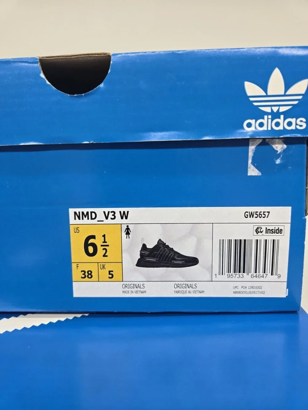 adidas Women's NMD_V3 GW5657 Core Black Silver Metallic Shoes Size 6.5